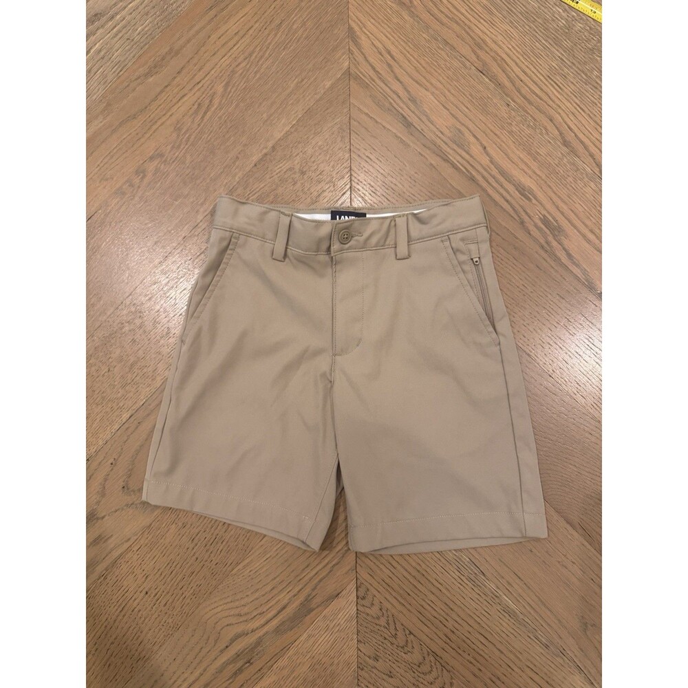 Lands’ End Boys Size 8 Performance Uniform Chino Shorts Khaki School